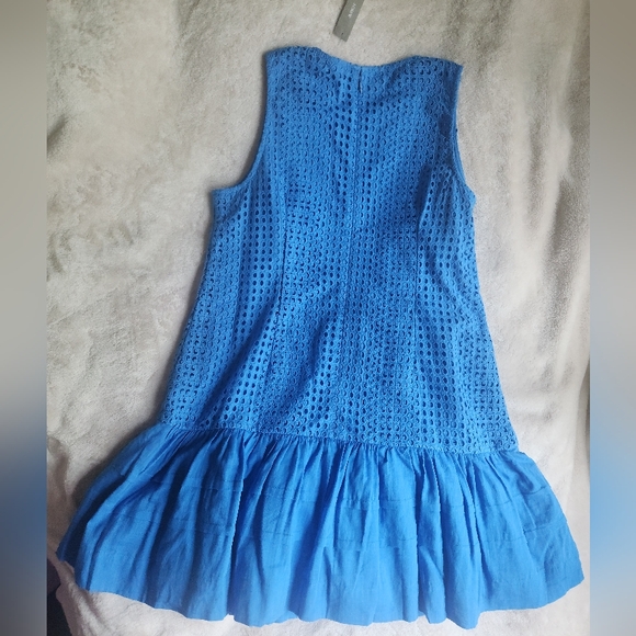 Jcrew Pleated Hem Shift Dress In Eyelet Blue Size S & L available BNWT - Picture 2 of 9